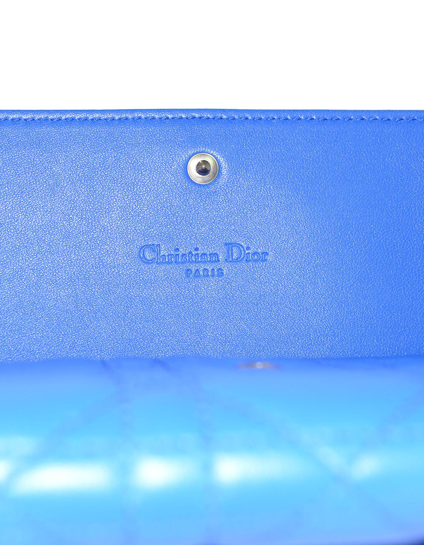Christian Dior Cobalt Blue Cannage Rendezvous Wallet On Chain WOC Crossbody Bag 3