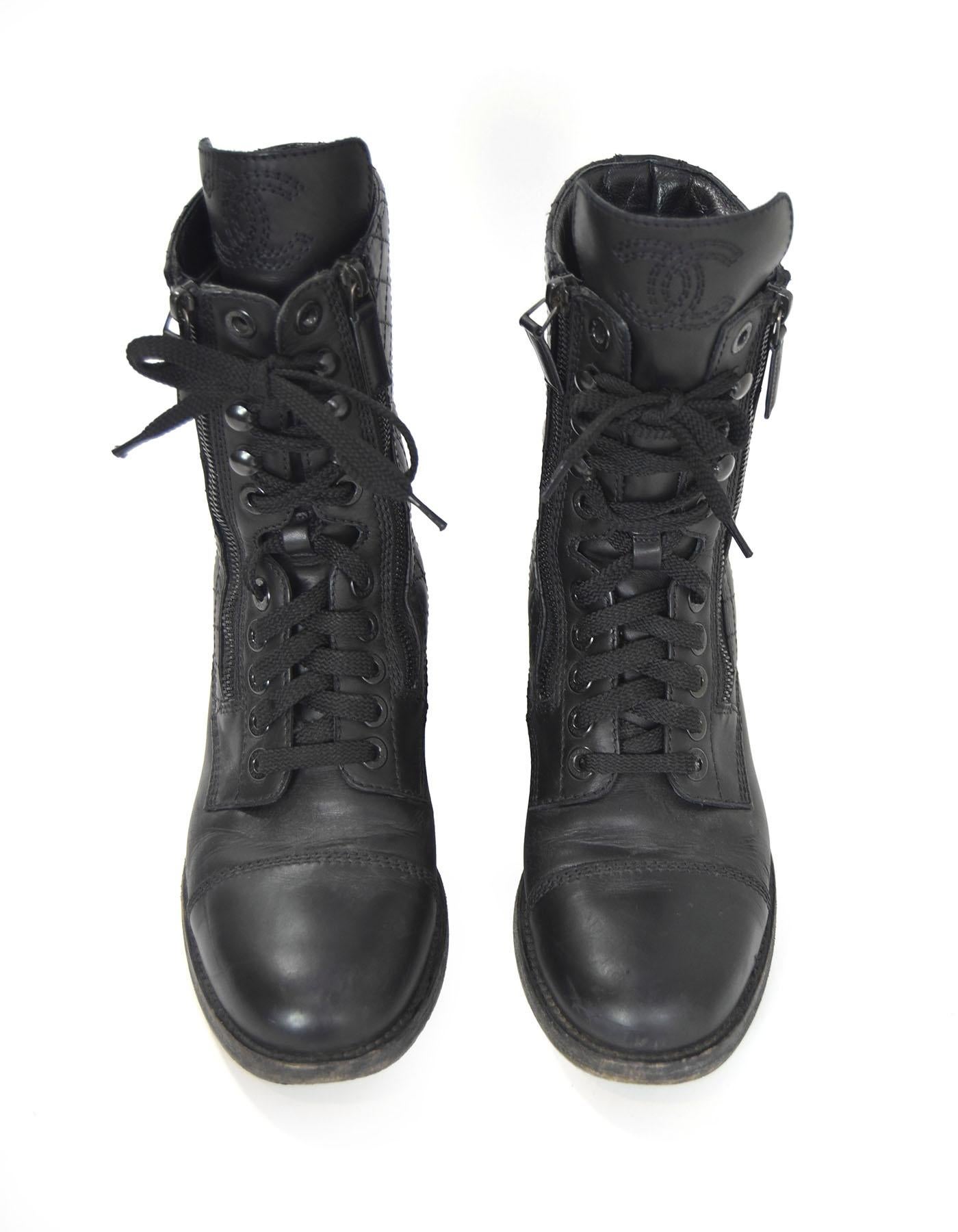 chanel quilted combat boots