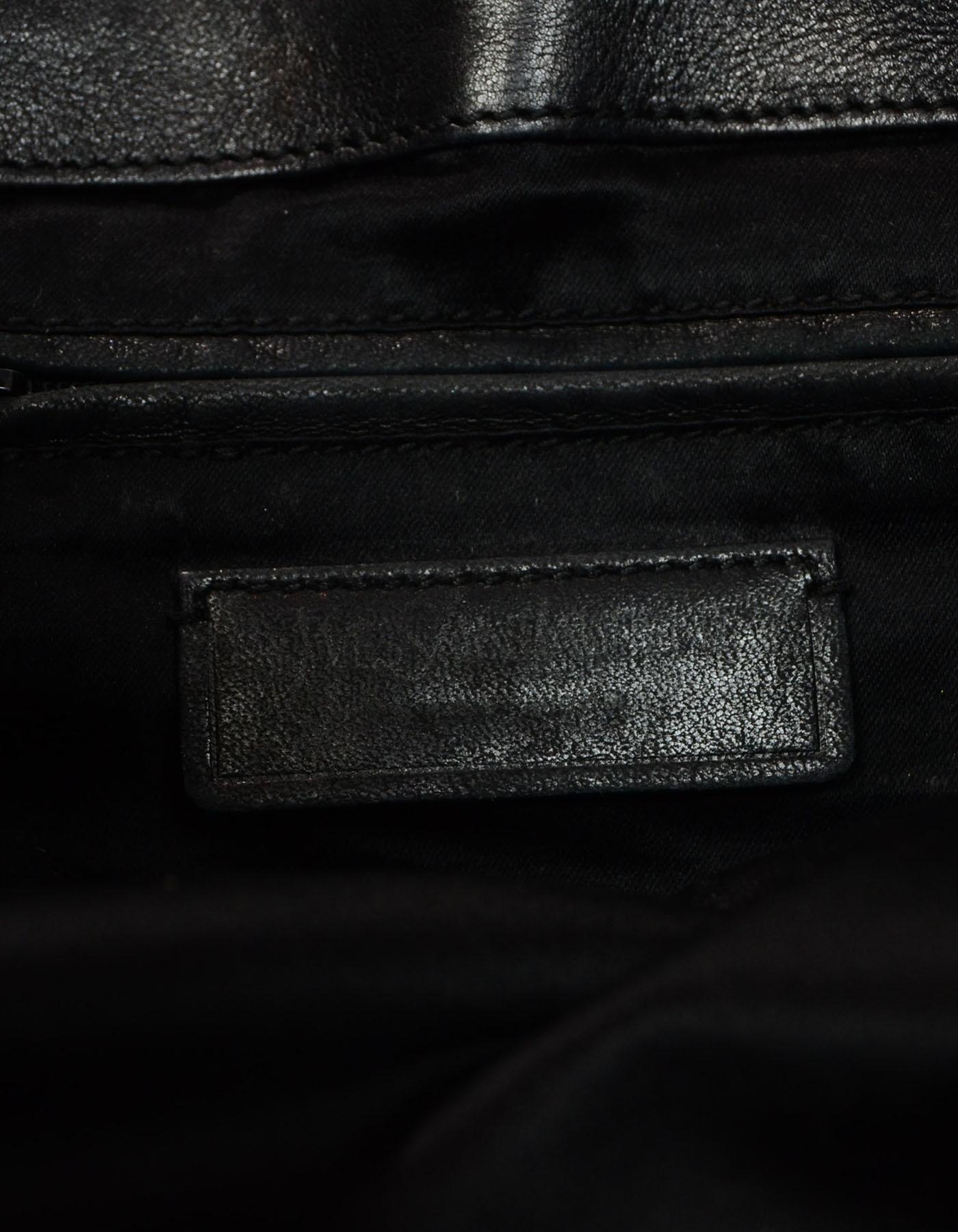 Yves Saint Laurent YSL Black Leather Drawstring Hobo Bag 2