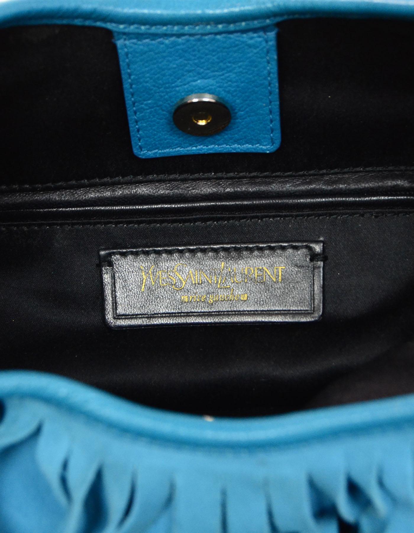 Yves Saint Laurent Aqua Suede & Leather Fringe Nadja Bag 2