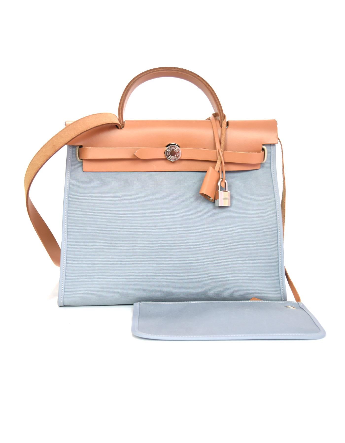 Hermes Blue & Tan Toile Officer Vache Hunter Herbag Zip 31 PM Bag 4