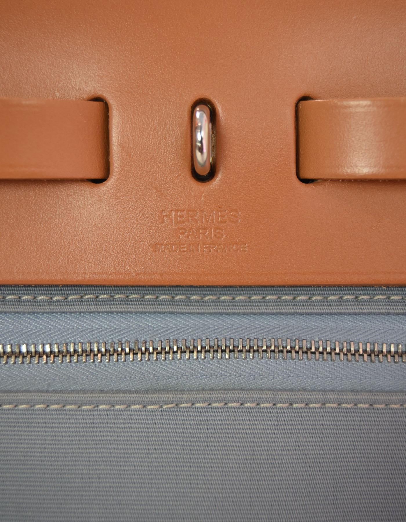 Hermes Blue & Tan Toile Officer Vache Hunter Herbag Zip 31 PM Bag 2