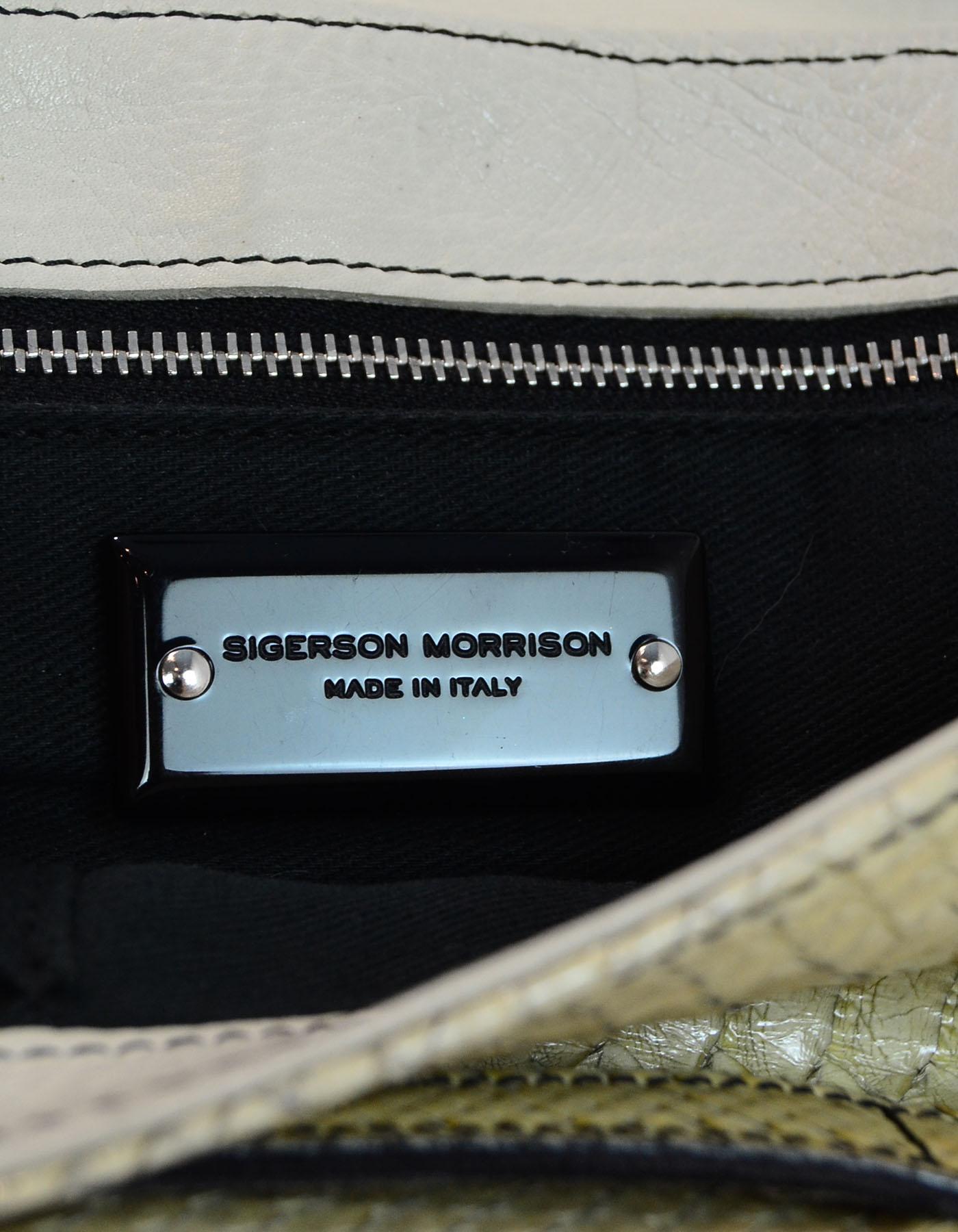 Women's Sigerson Morrison Beige Python Crossbody Bag with Dust Bag