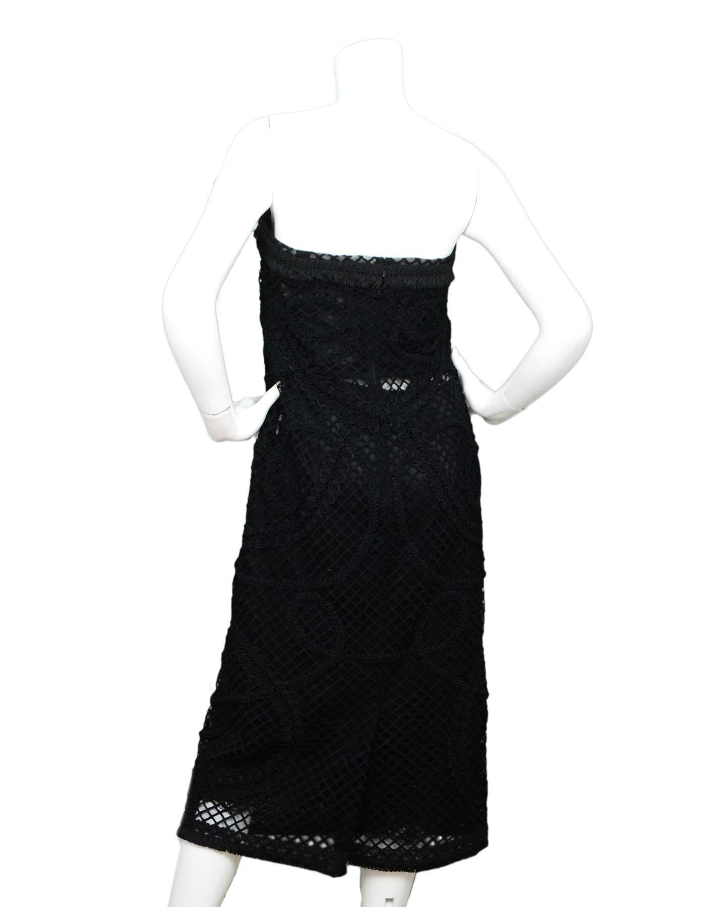 Dolce & Gabbana '15 Runway Black Embroidered Strapless Dress Sz IT48/US12 1