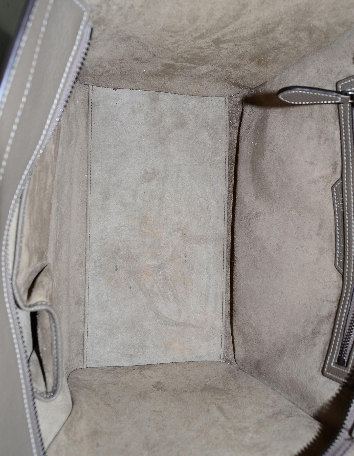 Gray Celine Souris Grey Drummed Calfskin Leather Mini Luggage Tote Bag
