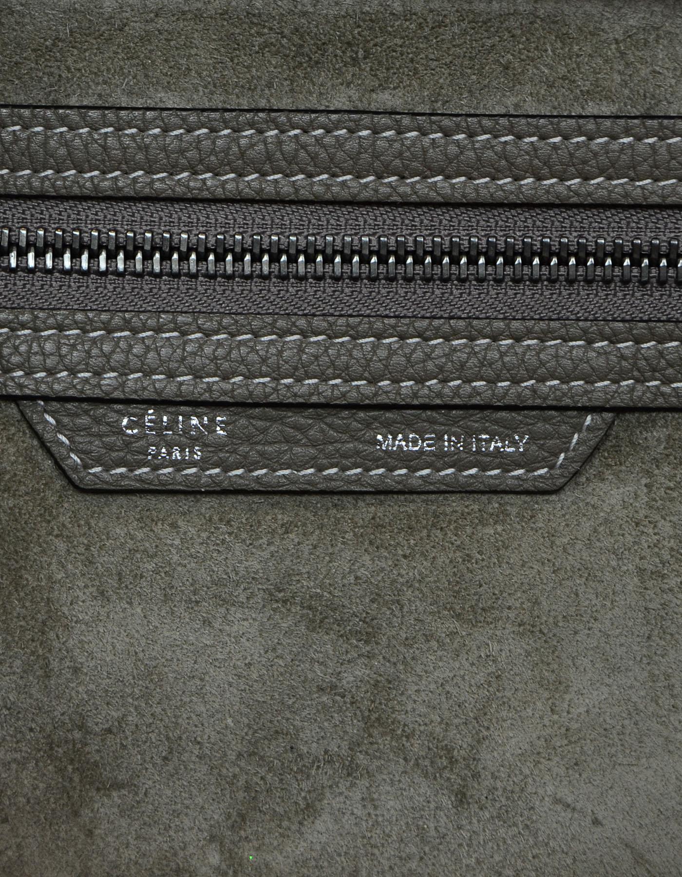 Celine Souris Grey Drummed Calfskin Leather Mini Luggage Tote Bag In Excellent Condition In New York, NY