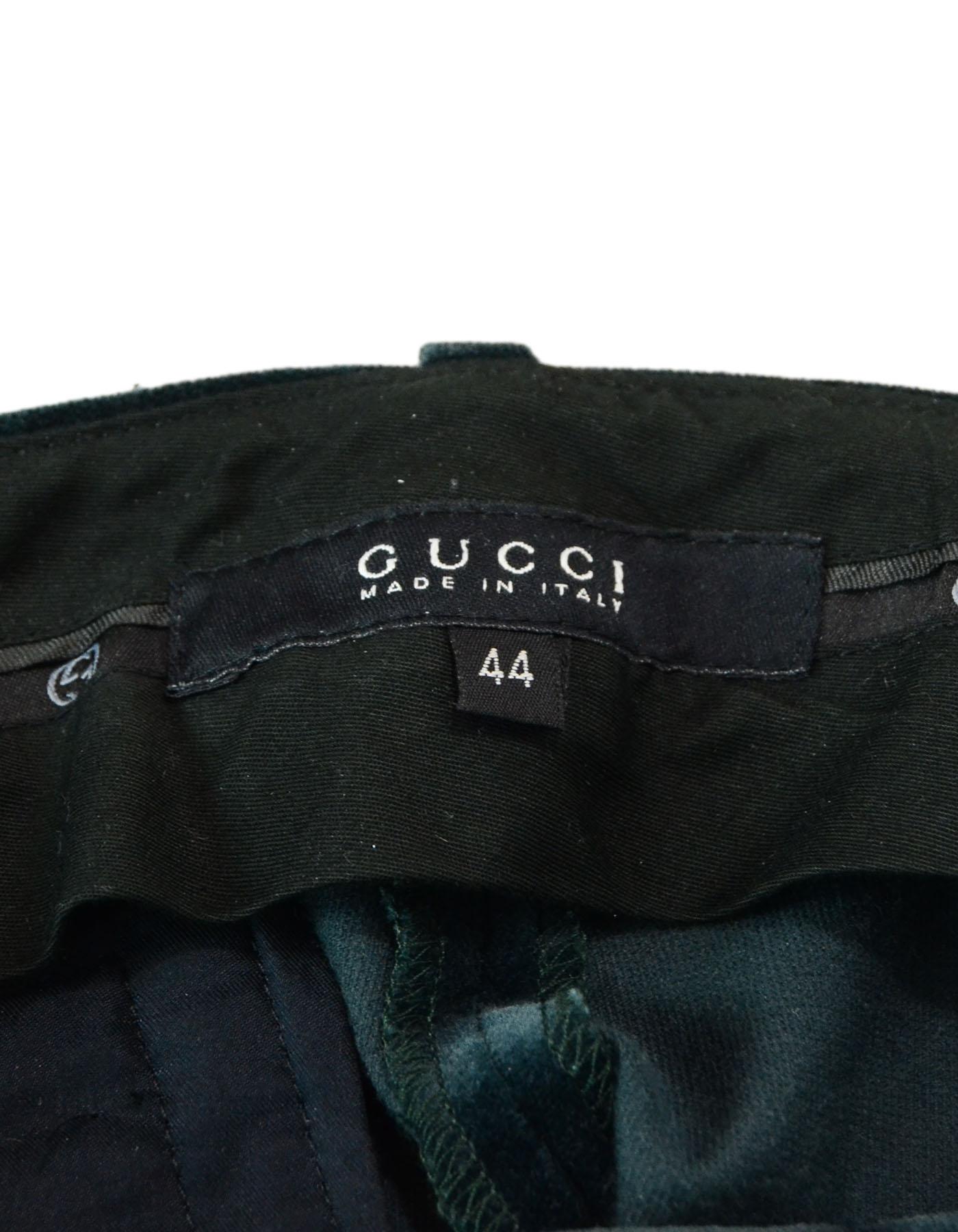 Black Gucci Green Velvet Pants Sz IT44