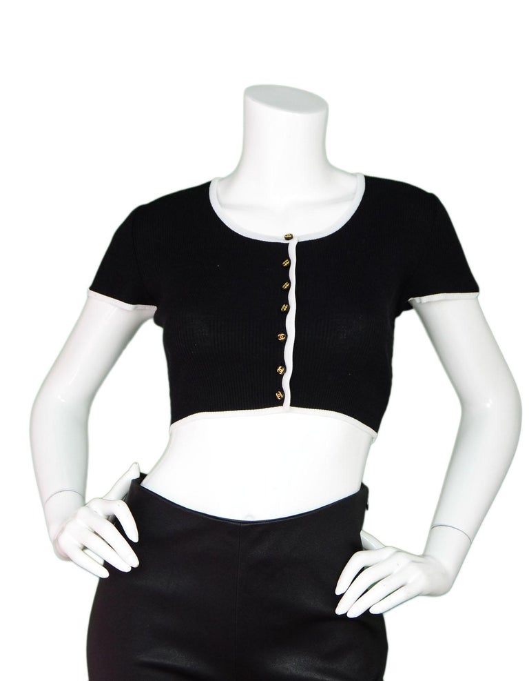 Chanel Black and White Cropped Cardigan Sz FR40 For Sale at 1stDibs ...
