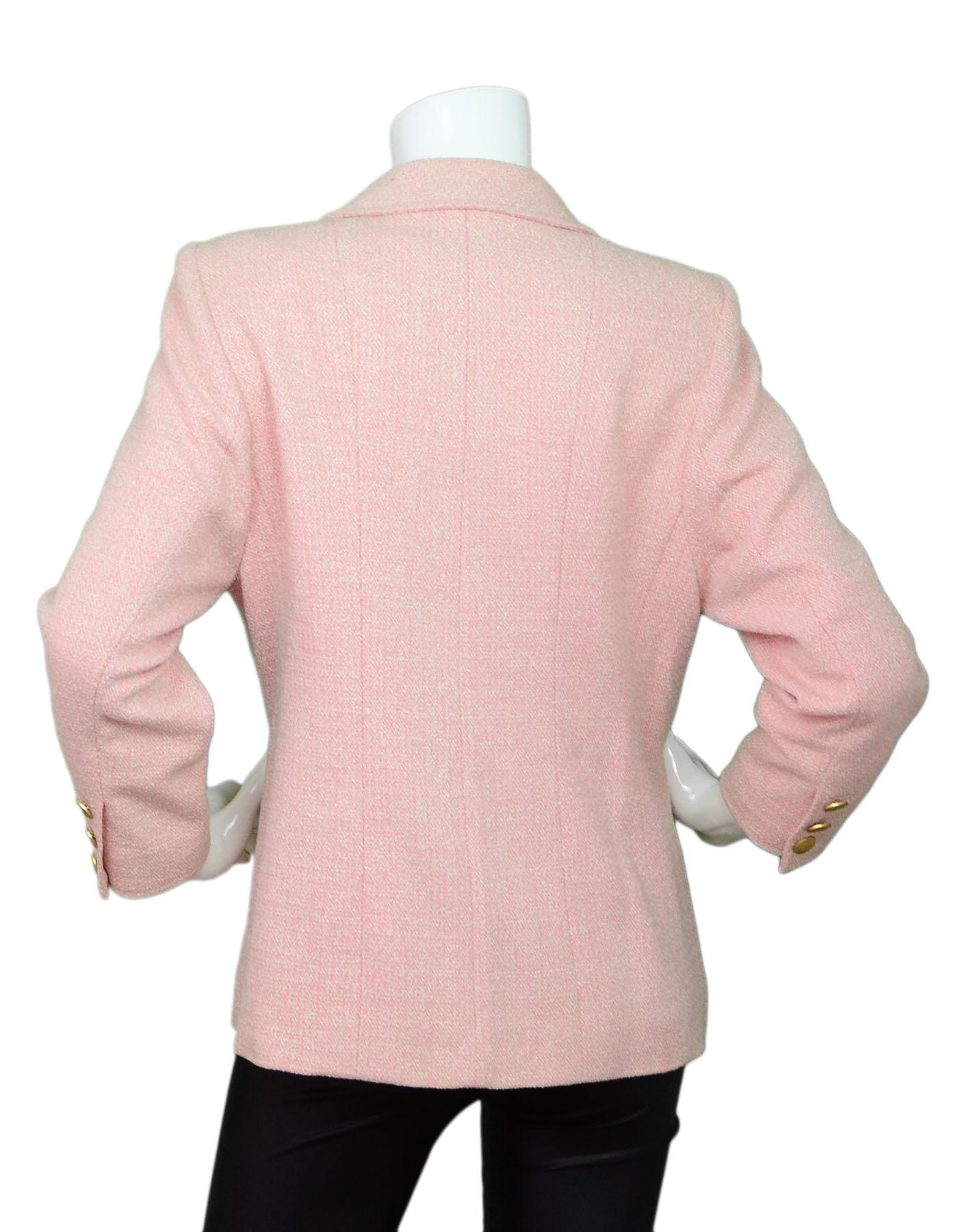 Beige Chanel Pink & White Jacket with Goldtone CC Buttons