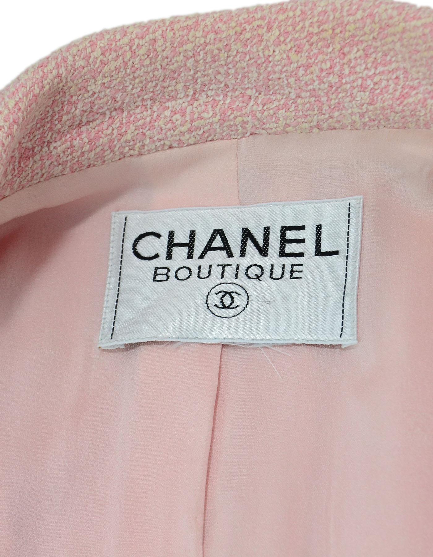 Chanel Pink & White Jacket with Goldtone CC Buttons In Excellent Condition In New York, NY