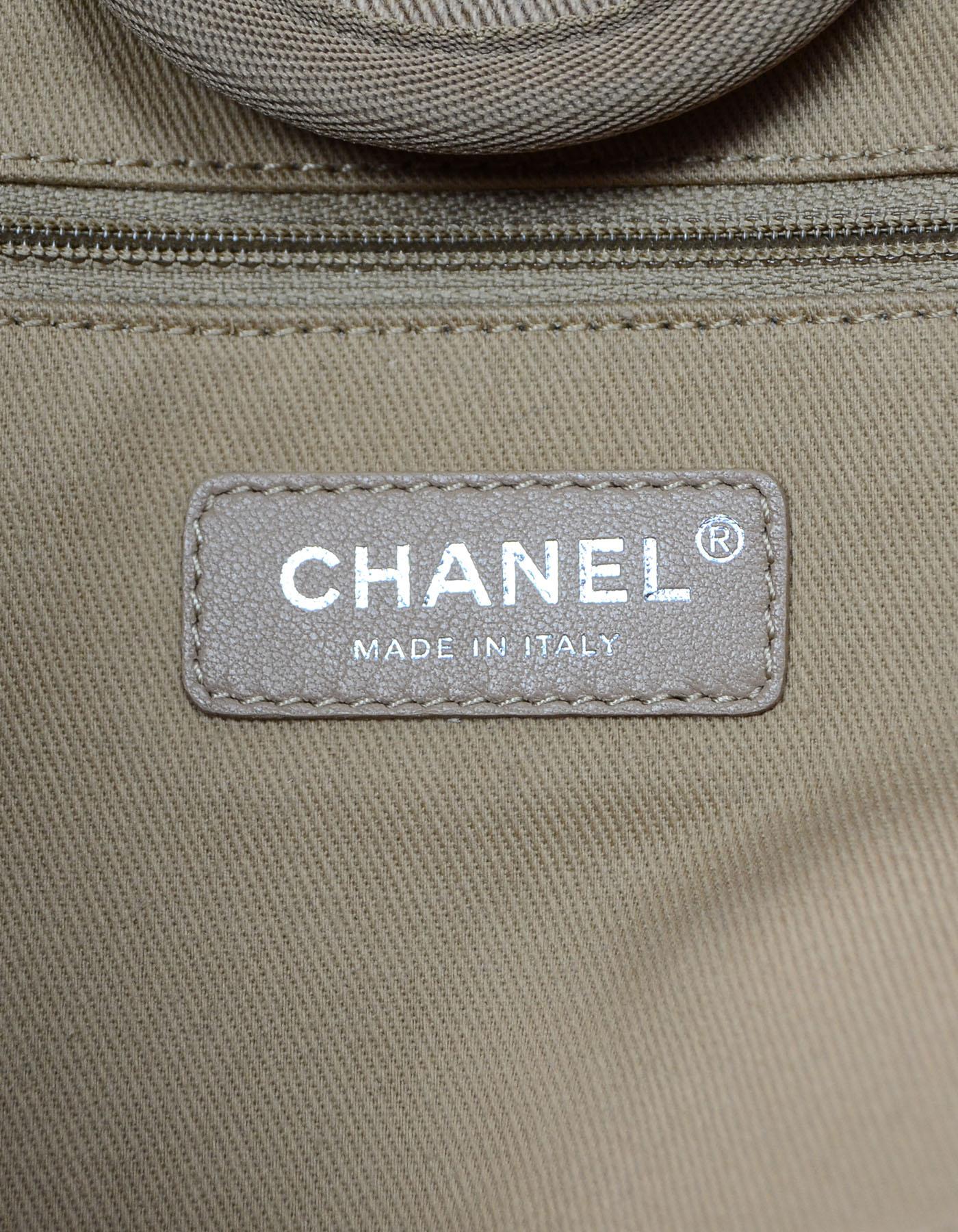 Chanel Tan Canvas and Sequin Large Deauville Tote Bag, 2017  In Excellent Condition In New York, NY