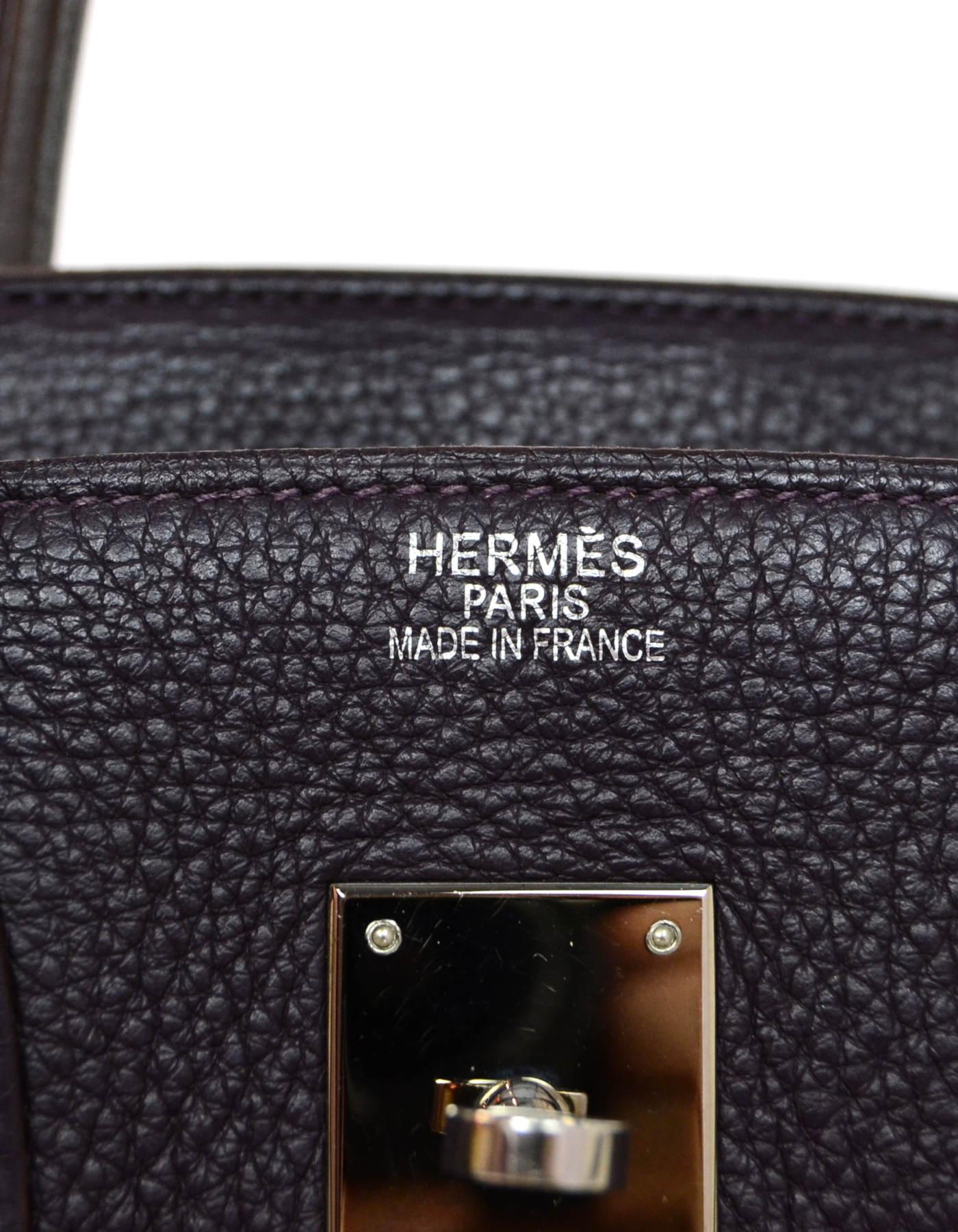 Hermes Purple Togo Leather 35cm Birkin Bag with Palladium Hardware In Good Condition In New York, NY