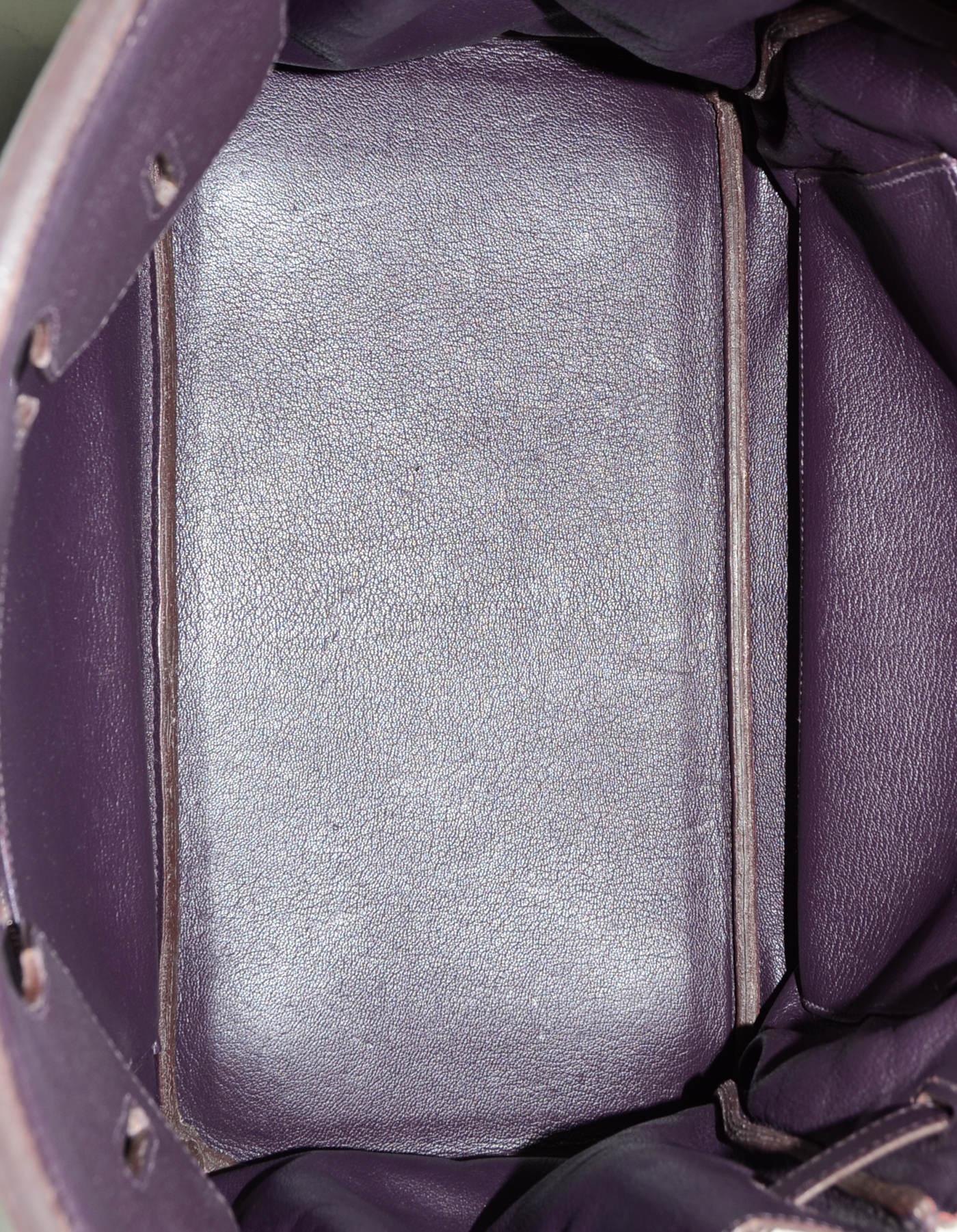 Black Hermes Purple Togo Leather 35cm Birkin Bag with Palladium Hardware