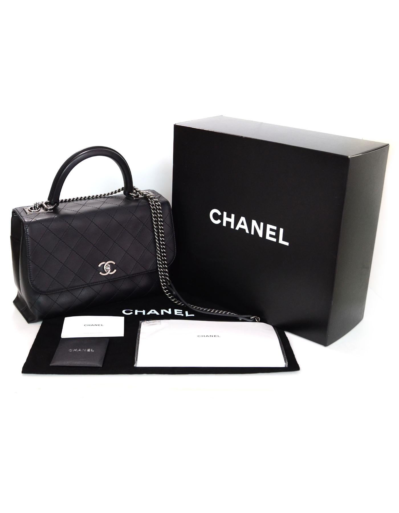 Chanel Black Stitched Urban Calfskin Luxury Top Handle Bag  4