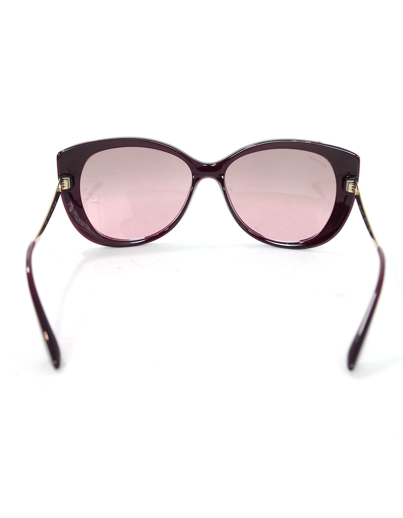 Bvlgari Bulgari Burgundy Resin Sunglasses with Case In Excellent Condition In New York, NY