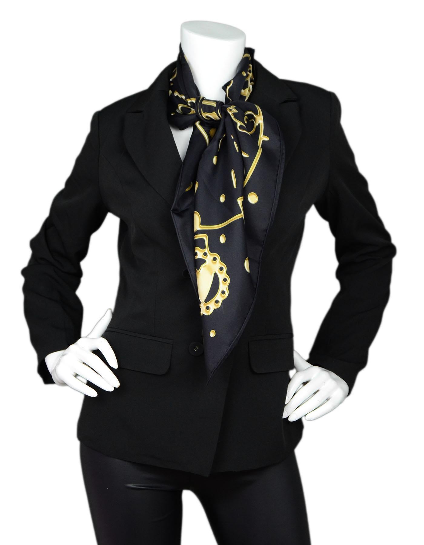 hermes black and gold scarf