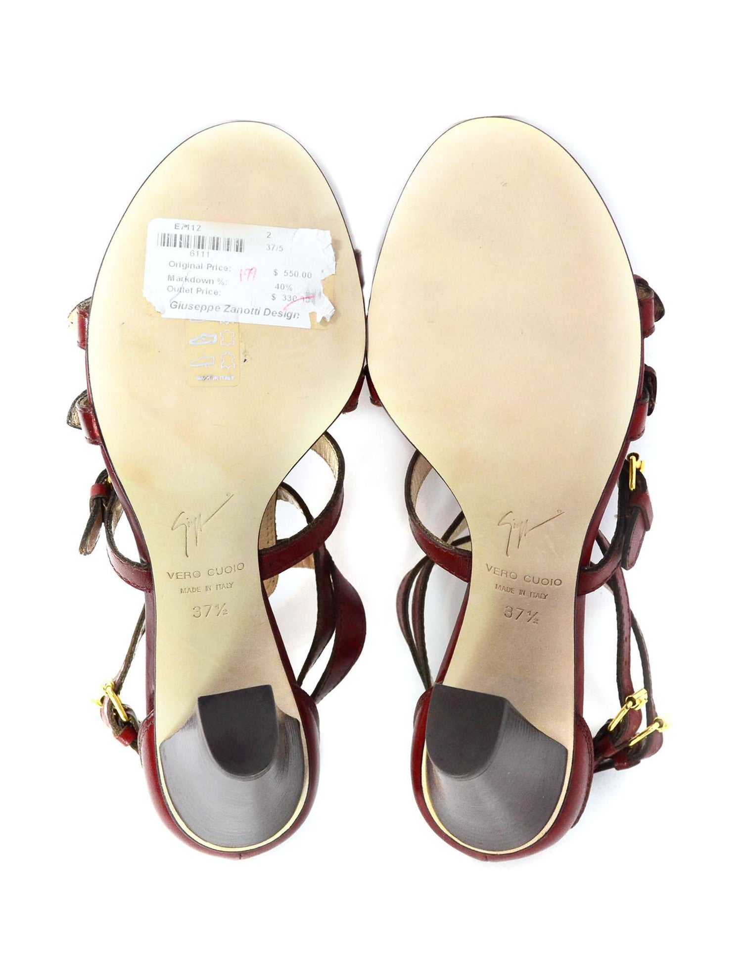 Giuseppe Zanotti Brick Red Leather Caged Sandals Sz 37 5 New With Db For Sale At 1stdibs