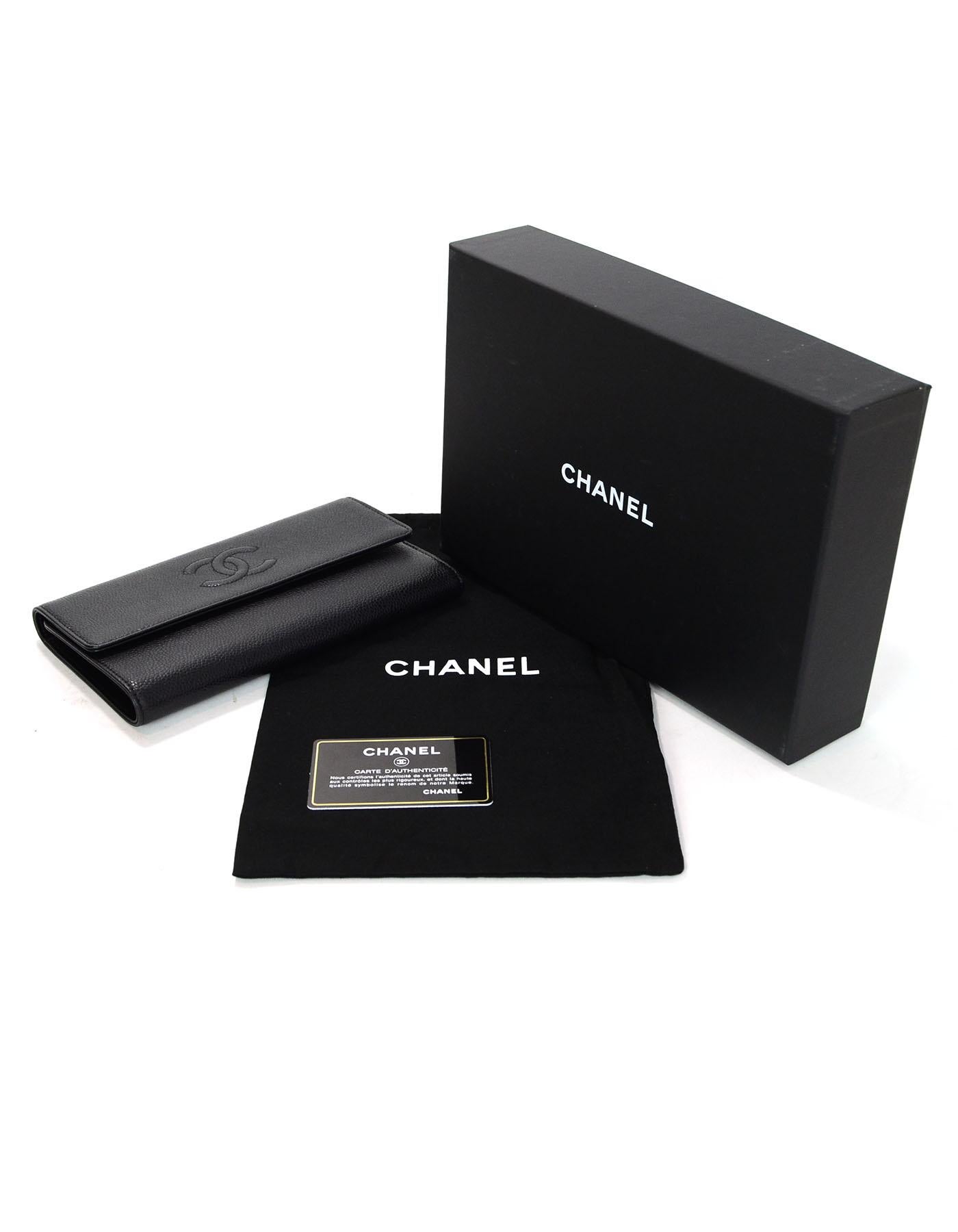 Chanel Black Caviar Leather Timeless CC Flap Wallet with Box & Dust Bag 3