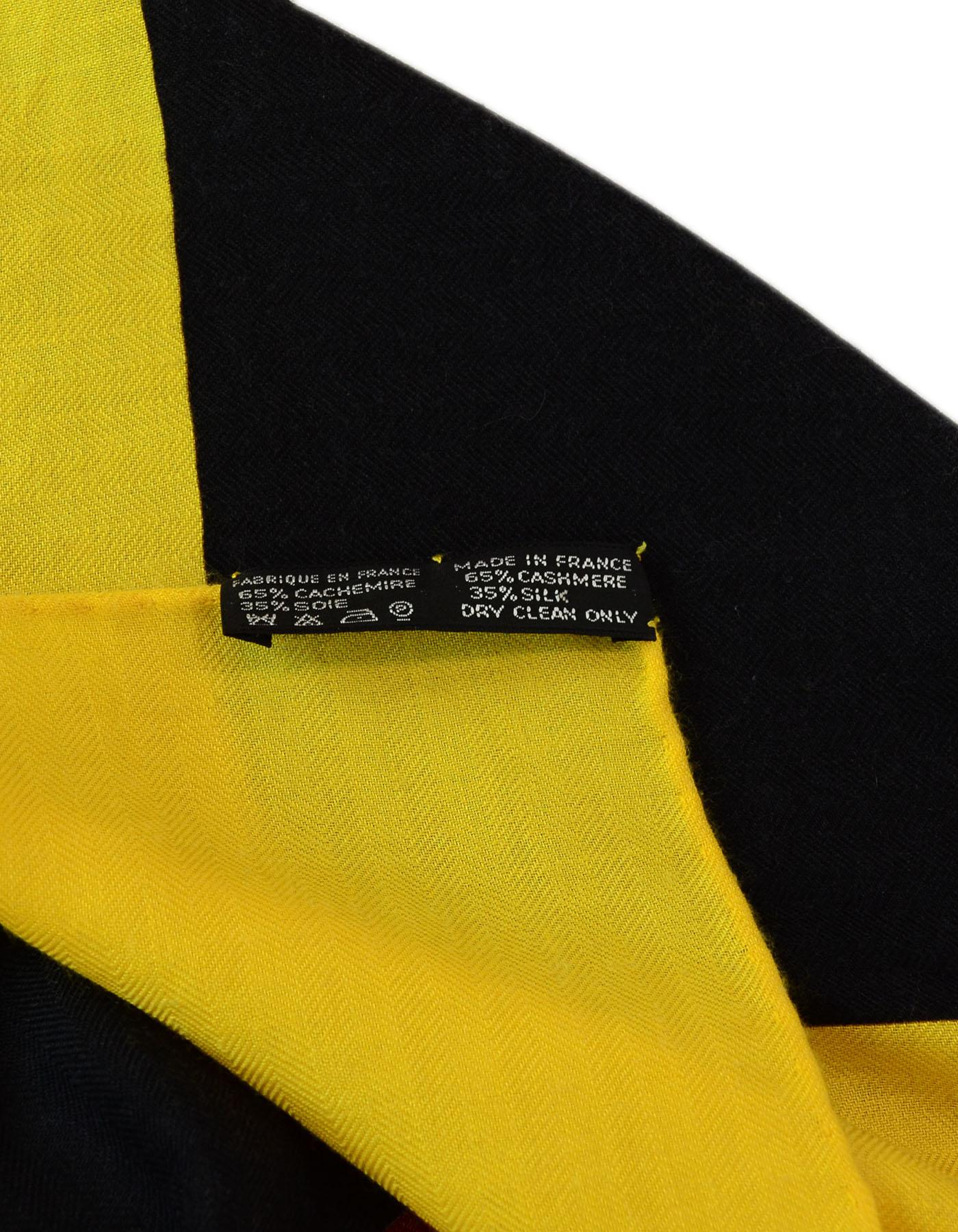 Hermes Yellow Selle d'Apparat Marocaine Cashmere & Silk 140cm Scarf Shawl (écharpe) 1