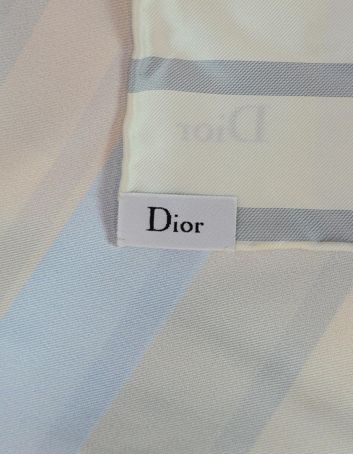 Christian Dior Pastel Stripe & Watercolor Design Scarf In Excellent Condition In New York, NY