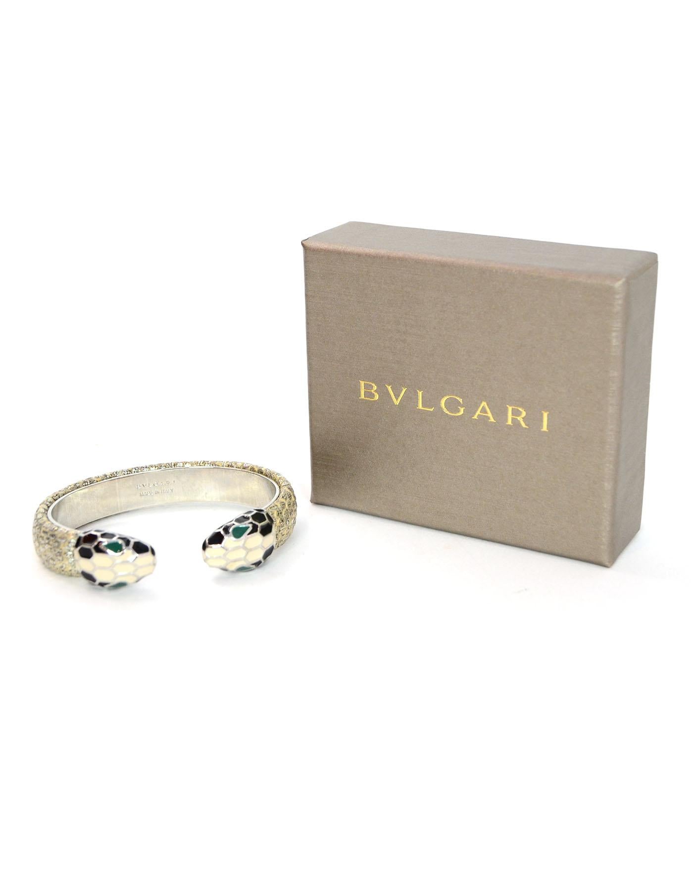 Bulgari Silver Metallic Lizard Serpenti Forever Cuff Bracelet with Box 1