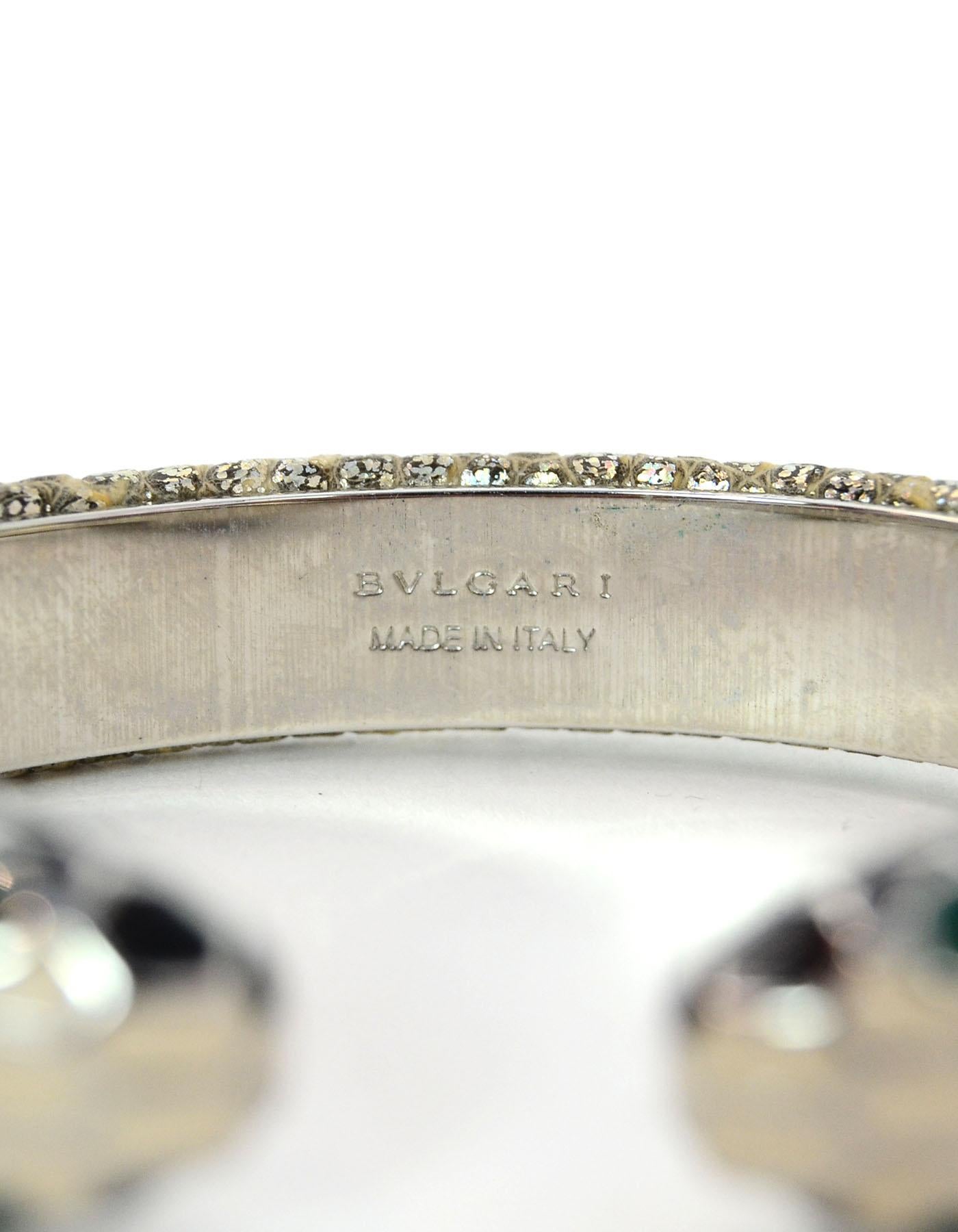 Women's Bulgari Silver Metallic Lizard Serpenti Forever Cuff Bracelet with Box