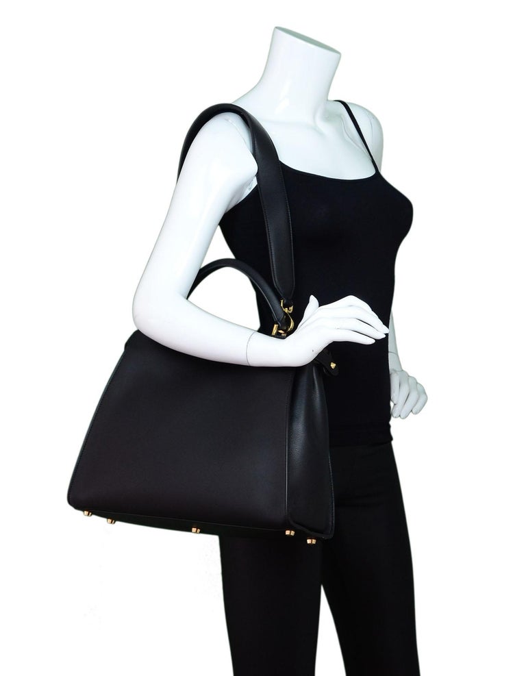 Fendi Black and Beige Calf Leather Peekaboo Essential Satchel Bag rt ...