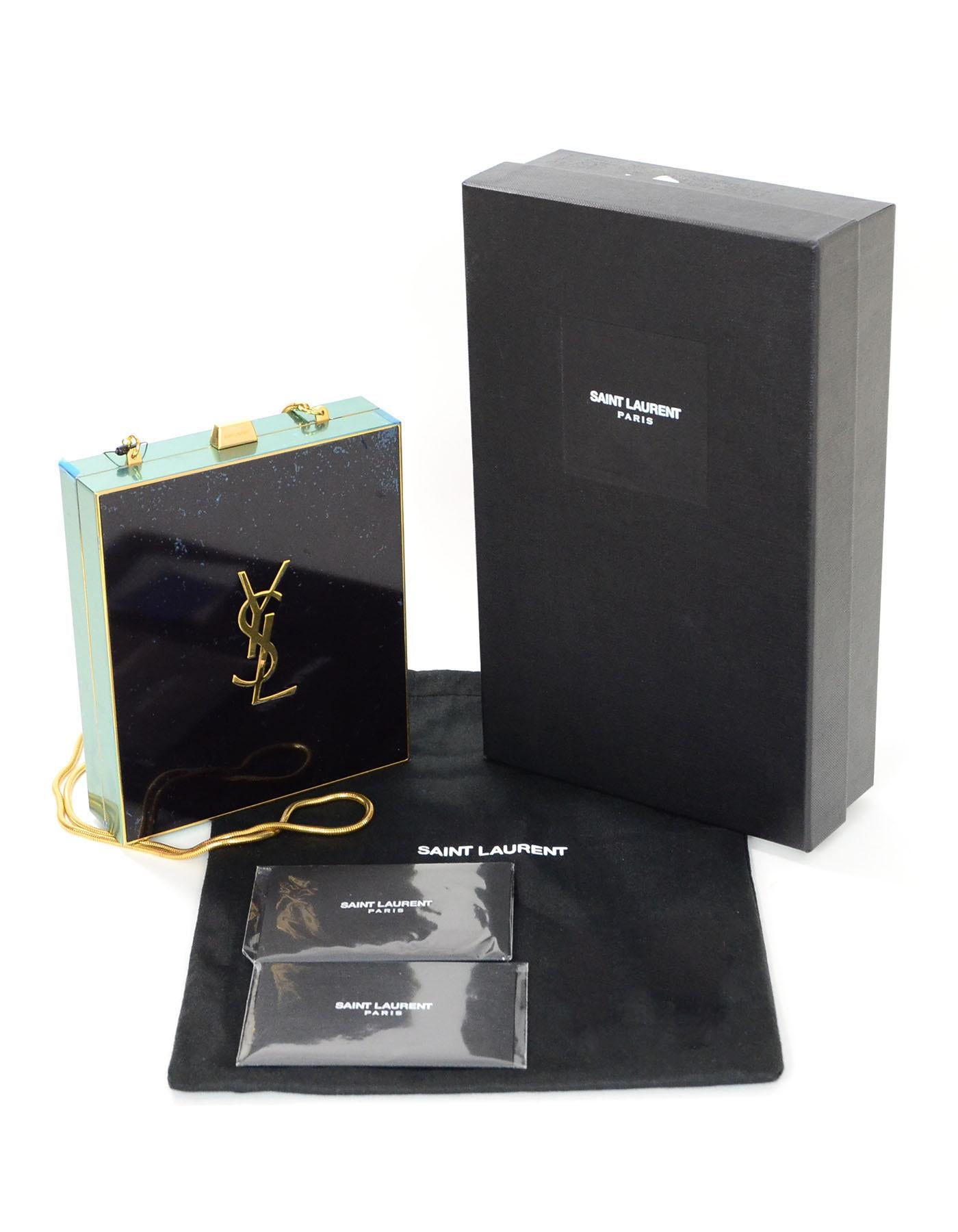 Saint Laurent NEW Black and Gold Monogram Tuxedo Box Minaudiere Clutch Bag  4