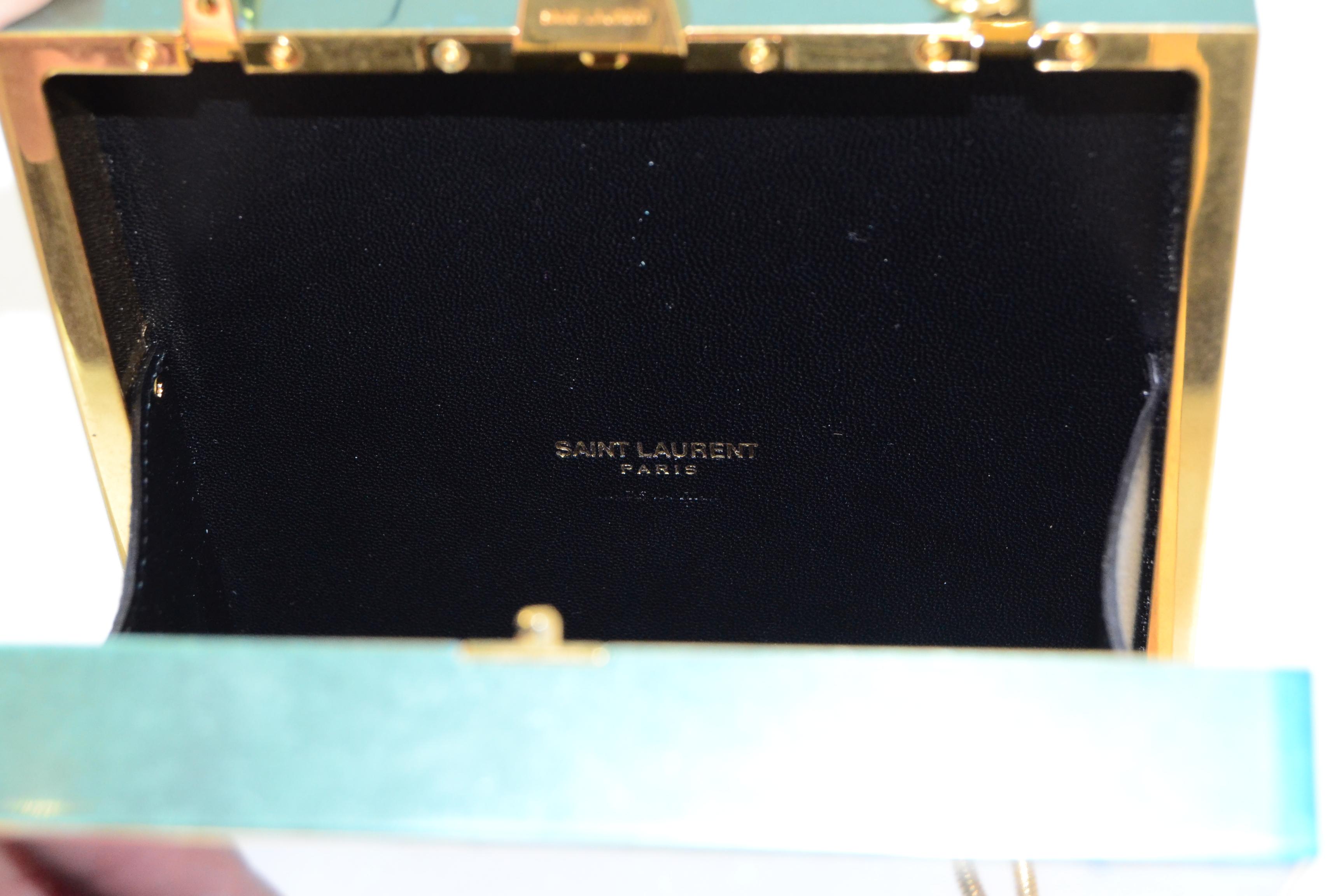 Saint Laurent NEW Black and Gold Monogram Tuxedo Box Minaudiere Clutch Bag  1