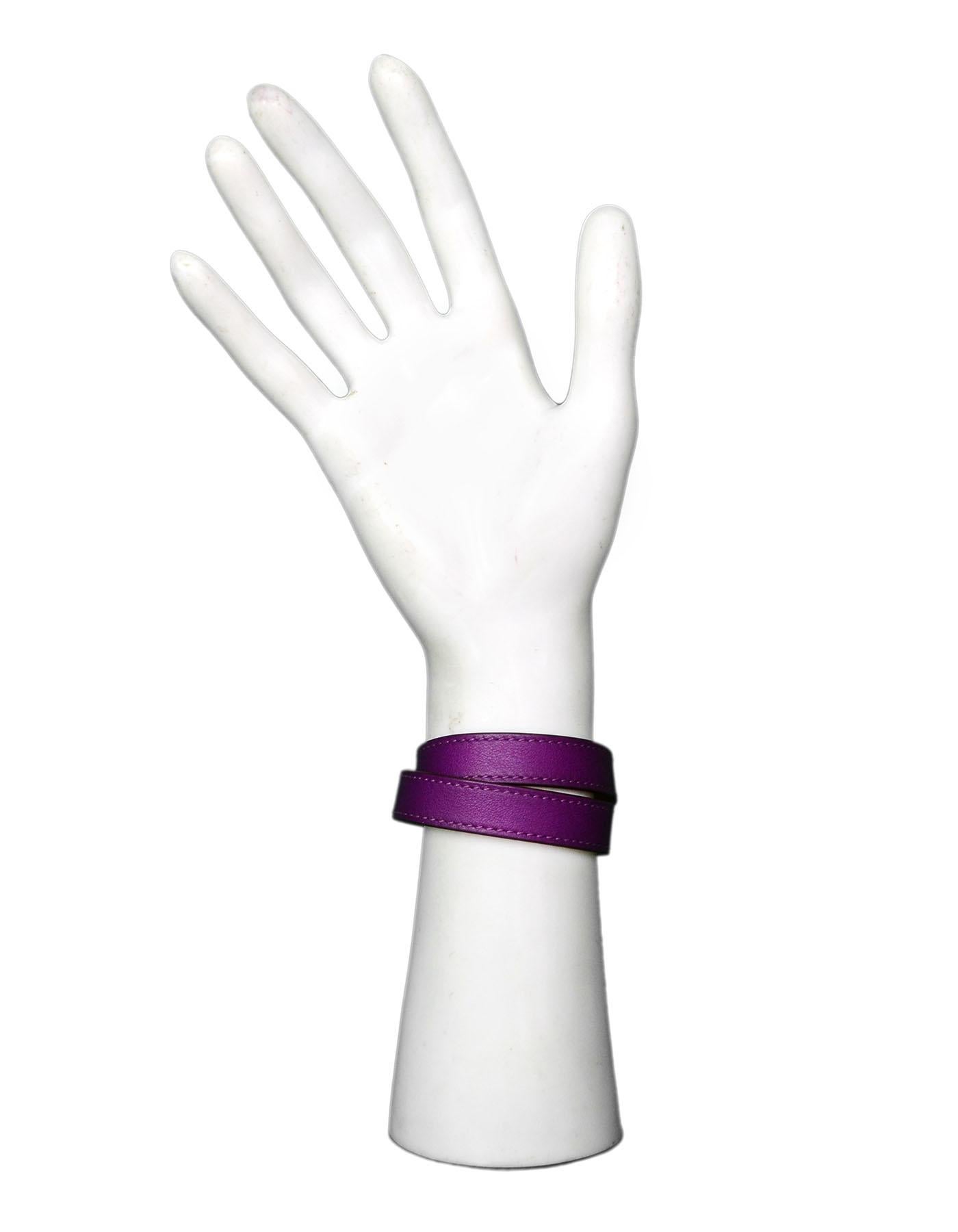  Hermes Purple Leather Kelly Double Tour Bracelet  In Excellent Condition In New York, NY