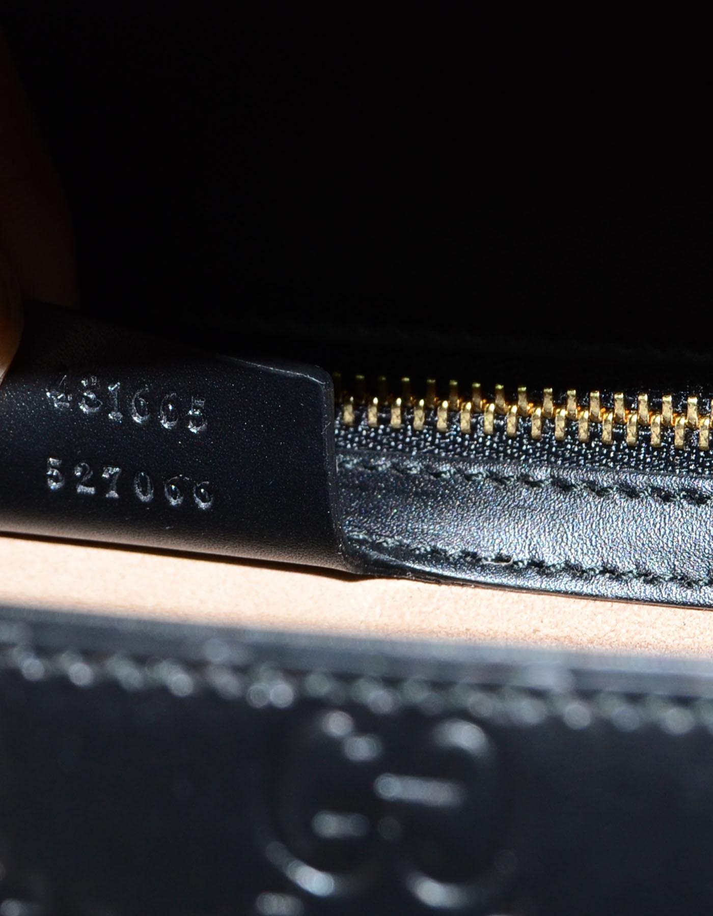 Gucci Black Leather Monogram Guccissima Medium Sylvie Flame Bag  1