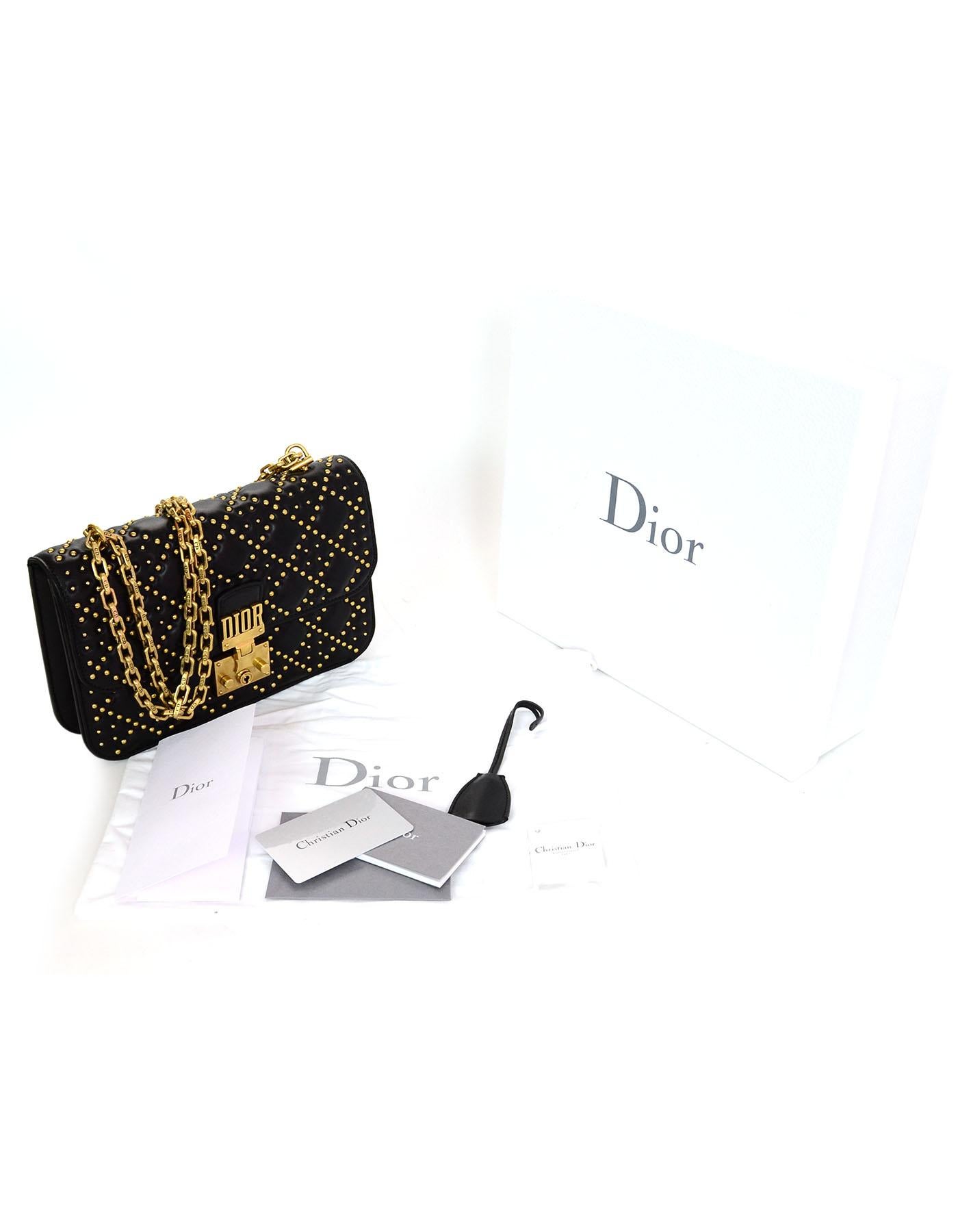 Dior Black / Gold Studded Dioraddict Flap Bag, 2017  2