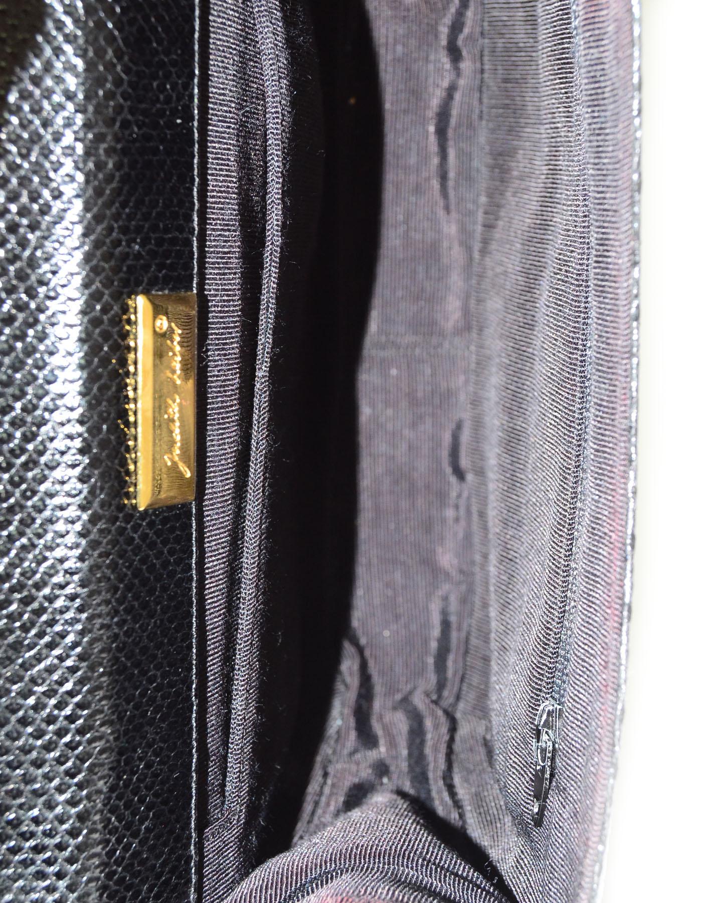  Judith Leiber Vintage Embroidered Black Lizard Clutch/ Crossbody Bag 2
