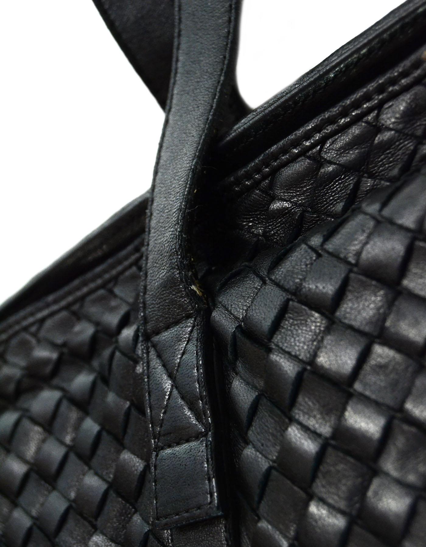  Bottega Veneta Black Woven Leather Intrecciato Tote Bag 2