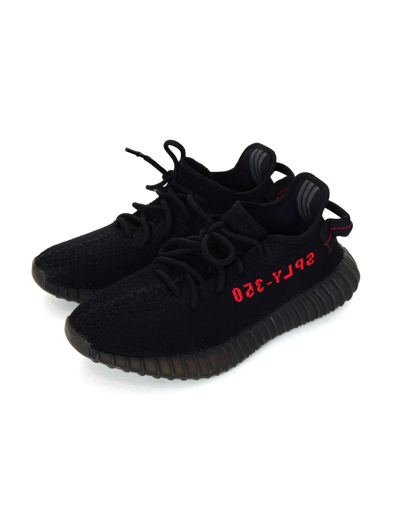 Adidas x Kanye West Yeezy Black/Red '17 Boost 350 V2 Men's Sz 6

Made In: China
Color: Black with red writing
Materials: Canvas, rubber
Closure/Opening: Lace tie closure
Sole Sramp: Adidas x Yeezy
Overall Condition: Excellent-appear to only have