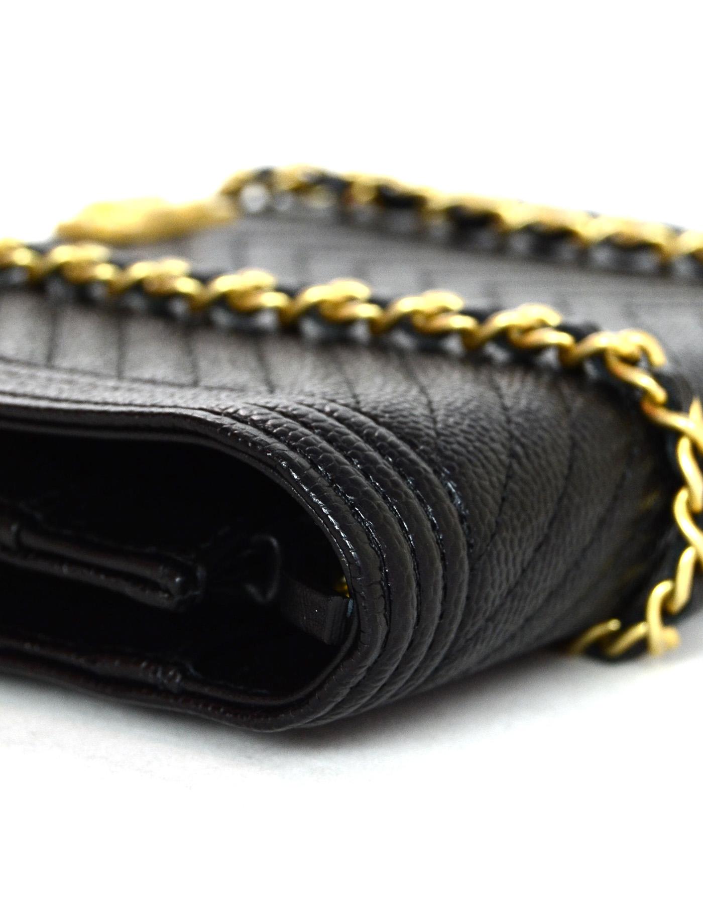 Women's Chanel 2018 Black Caviar Leather Boy WOC Wallet on a Chain Crossbody Bag