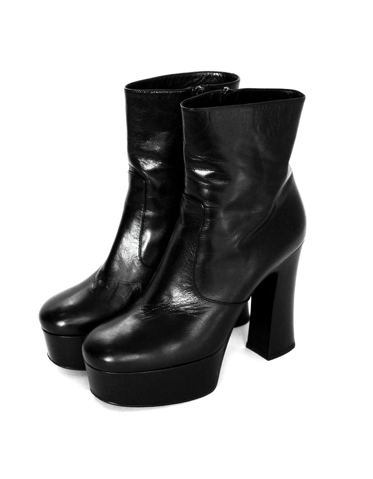 Saint Laurent Black Leather Candy 80 Platform Boots Sz 39 Rt 1 095 For Sale At 1stdibs