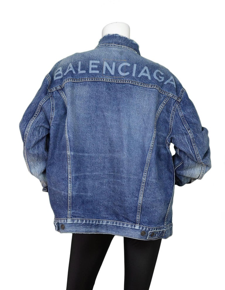 Balenciaga Blue Like a Man Oversized Distressed Denim Jacket, 2018 For Sale  at 1stDibs | balenciaga like a man denim jacket, balenciaga denim jacket  2018, balenciaga blue jacket
