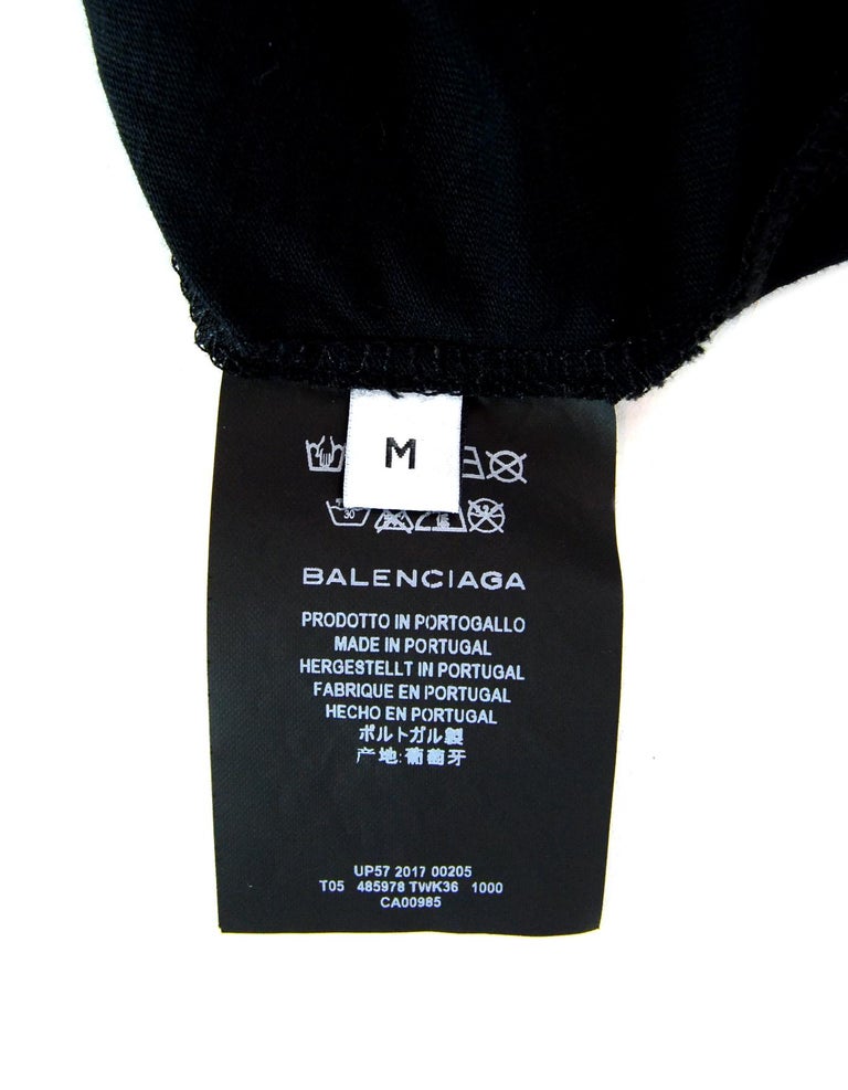 Balenciaga Unisex Black BALENCIAGA® Trademarked Logo T-Shirt \ For Sale at  1stDibs | balenciaga black top