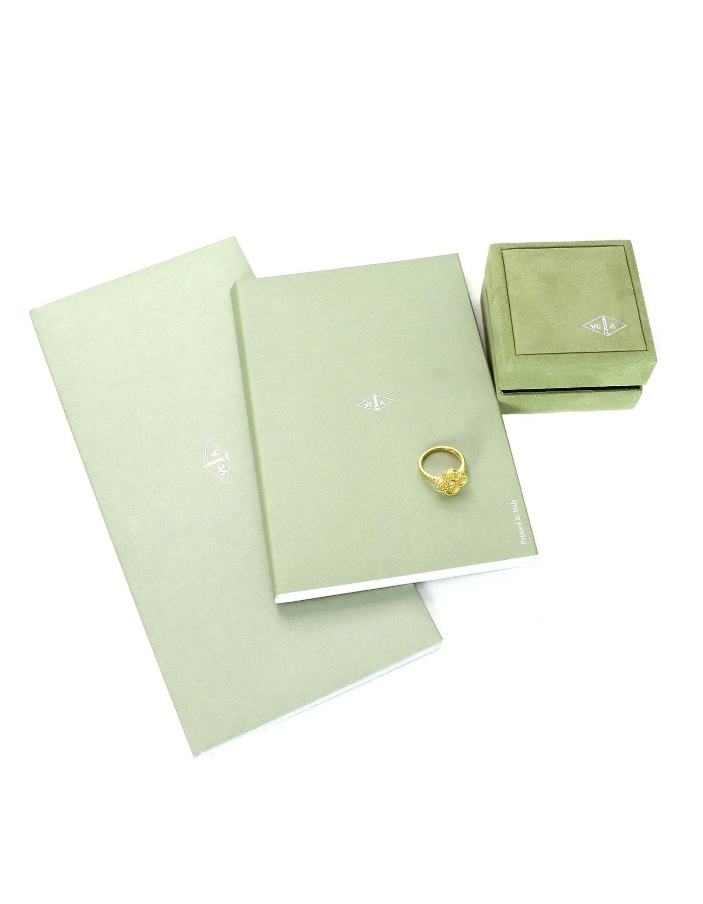 Van Cleef & Arpels 18k Gold Vintage Alhambra Ring w. Diamond sz EU54/ US 6.75  2