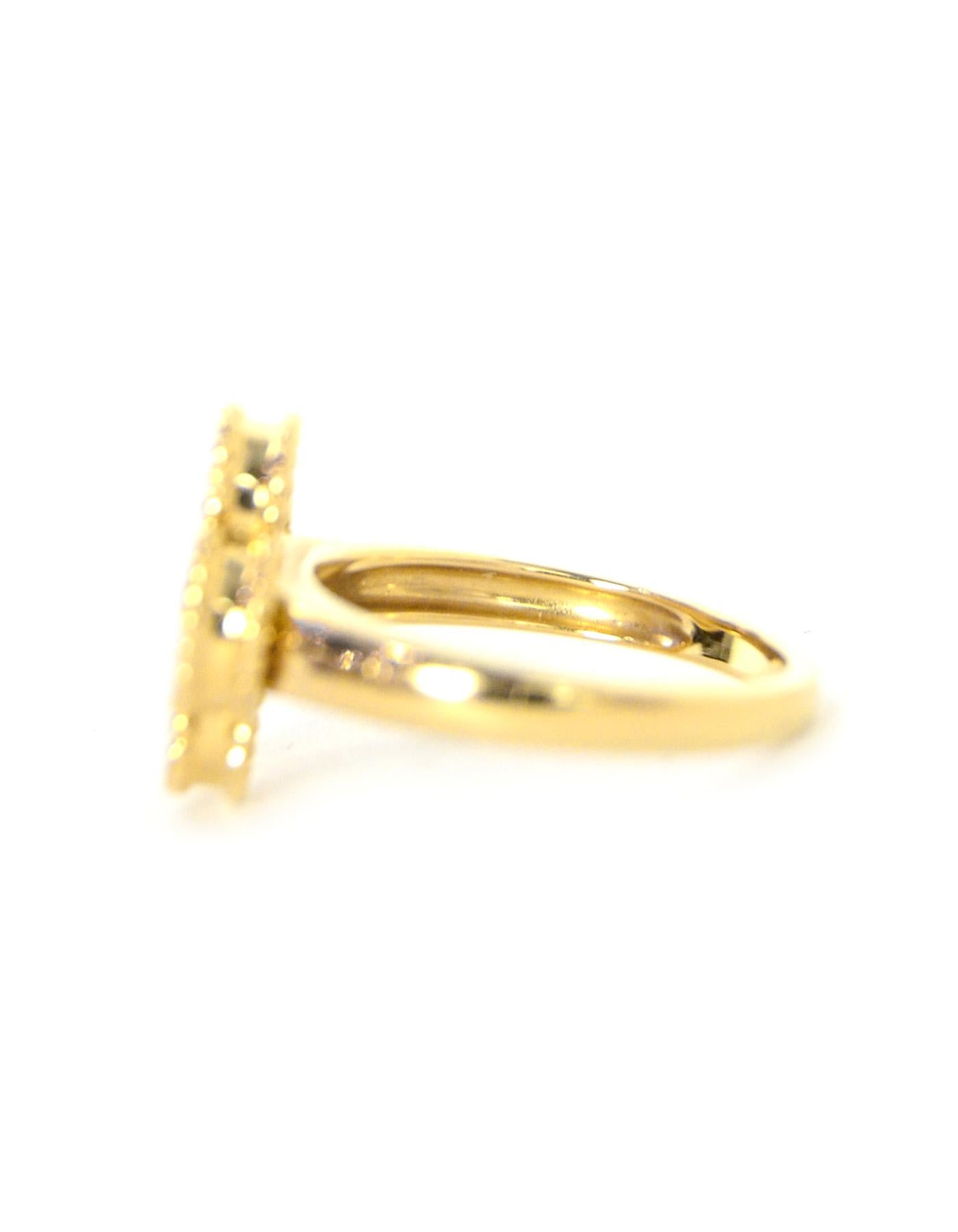 Van Cleef & Arpels 18k Gold Vintage Alhambra Ring w. Diamond sz EU54/ US 6.75  In Excellent Condition In New York, NY