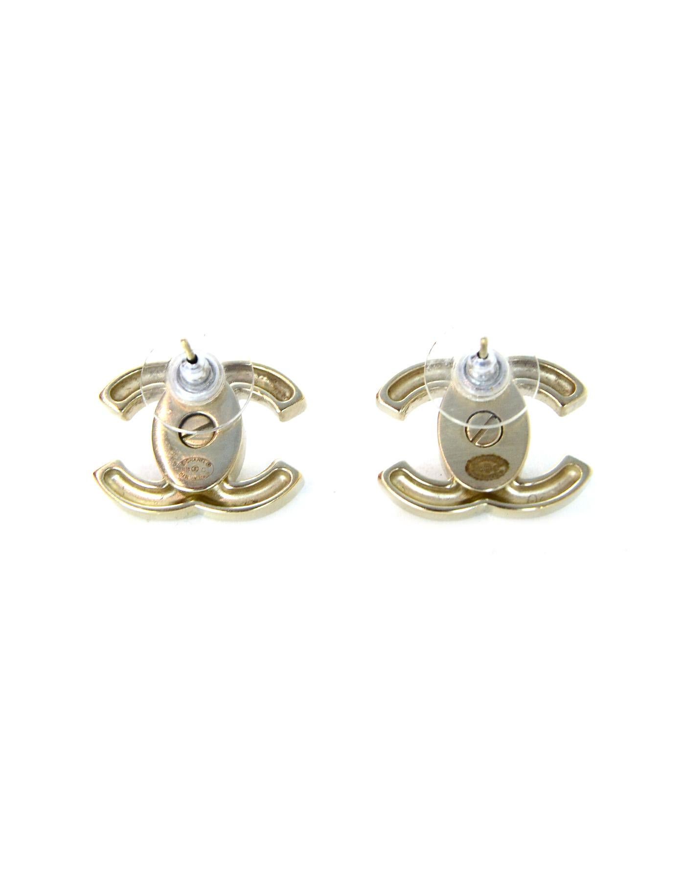 Chanel Gold / Iridescent Convertible CC Twist-lock Pierced Earrings, 2018   In New Condition In New York, NY