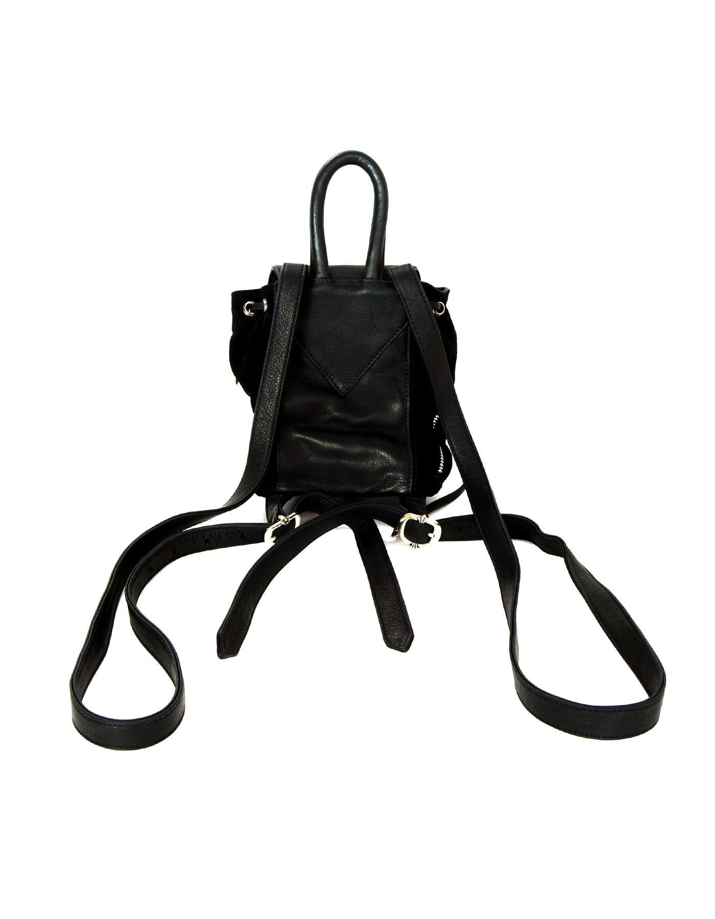 Black suede mini backpack deals
