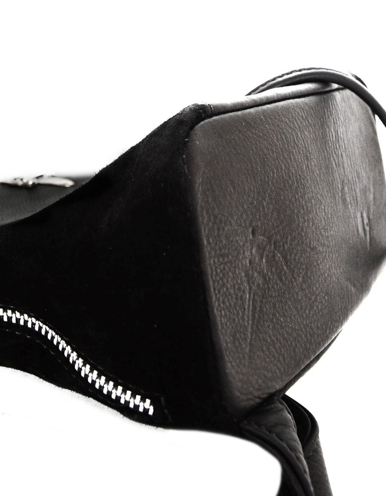 Chrome Hearts Black Suede and Leather Silver Hardware Mini Iggy