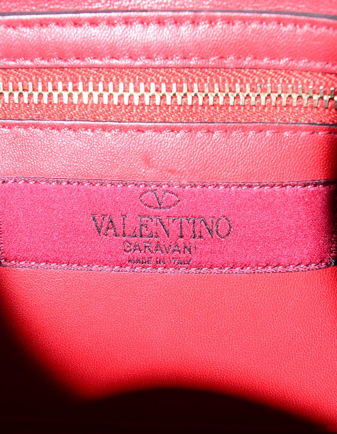 Valentino Red Leather Medium Goldtone Rockstud Spike Flap Bag  1