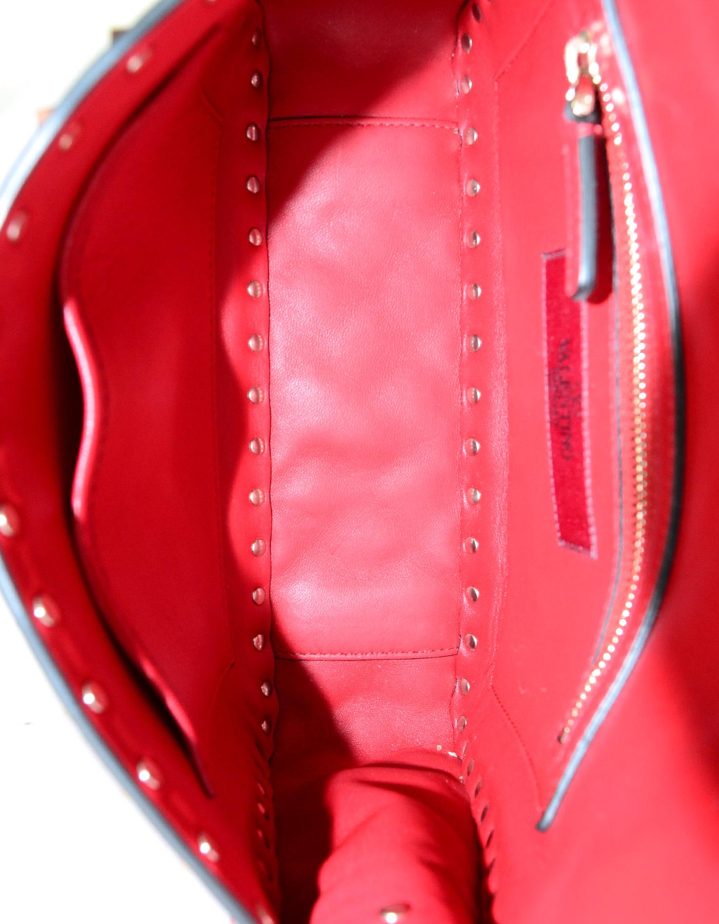 Valentino Red Leather Medium Goldtone Rockstud Spike Flap Bag  2