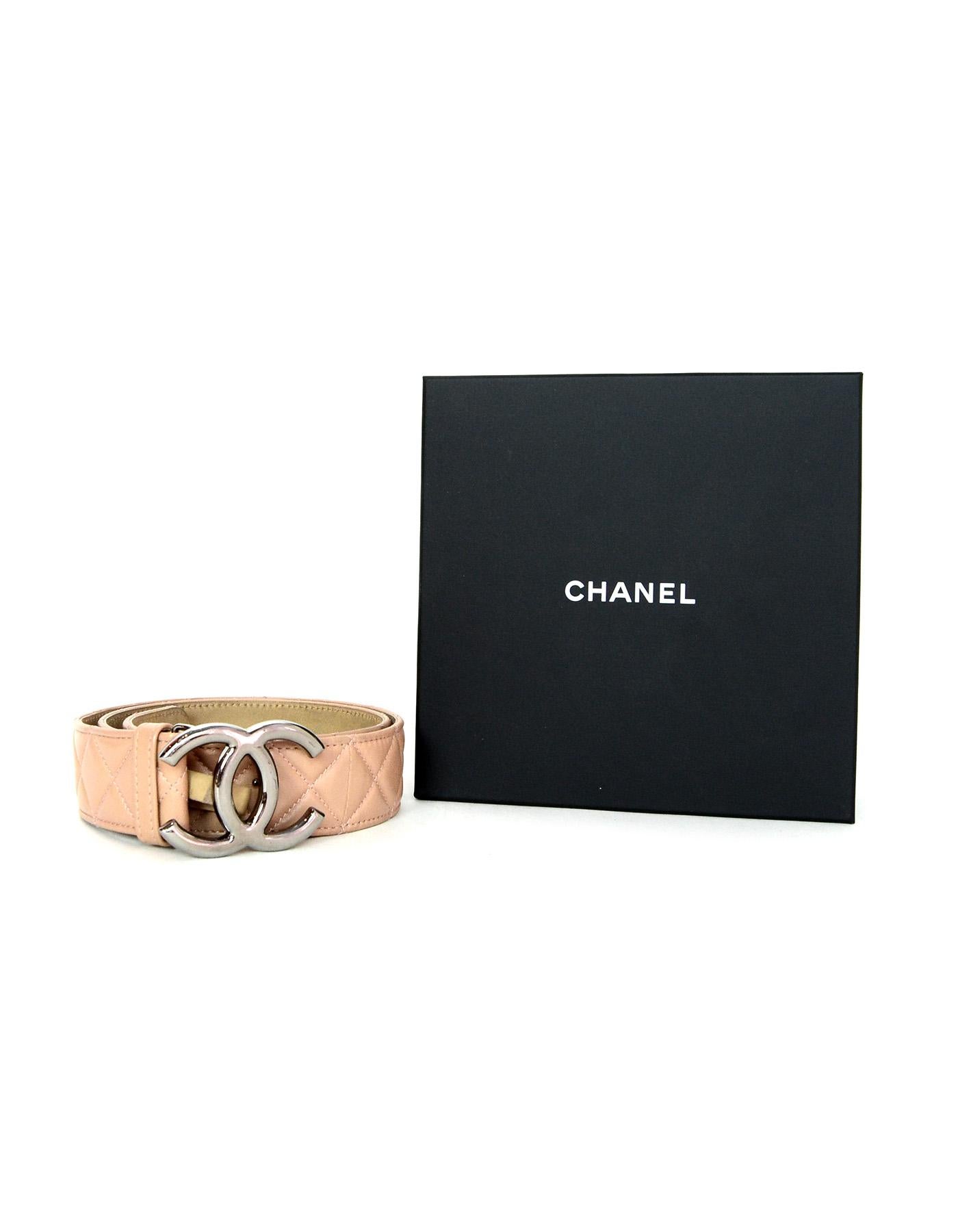 Chanel 2014 Nude Lambskin Leather Quilted CC Belt sz 90/32 4