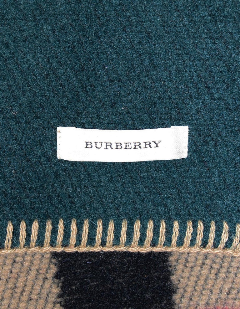 Burberry Multicolor Wool Cashmere Patchwork Nova Plaid Blanket Scarf For Sale at 1stDibs
