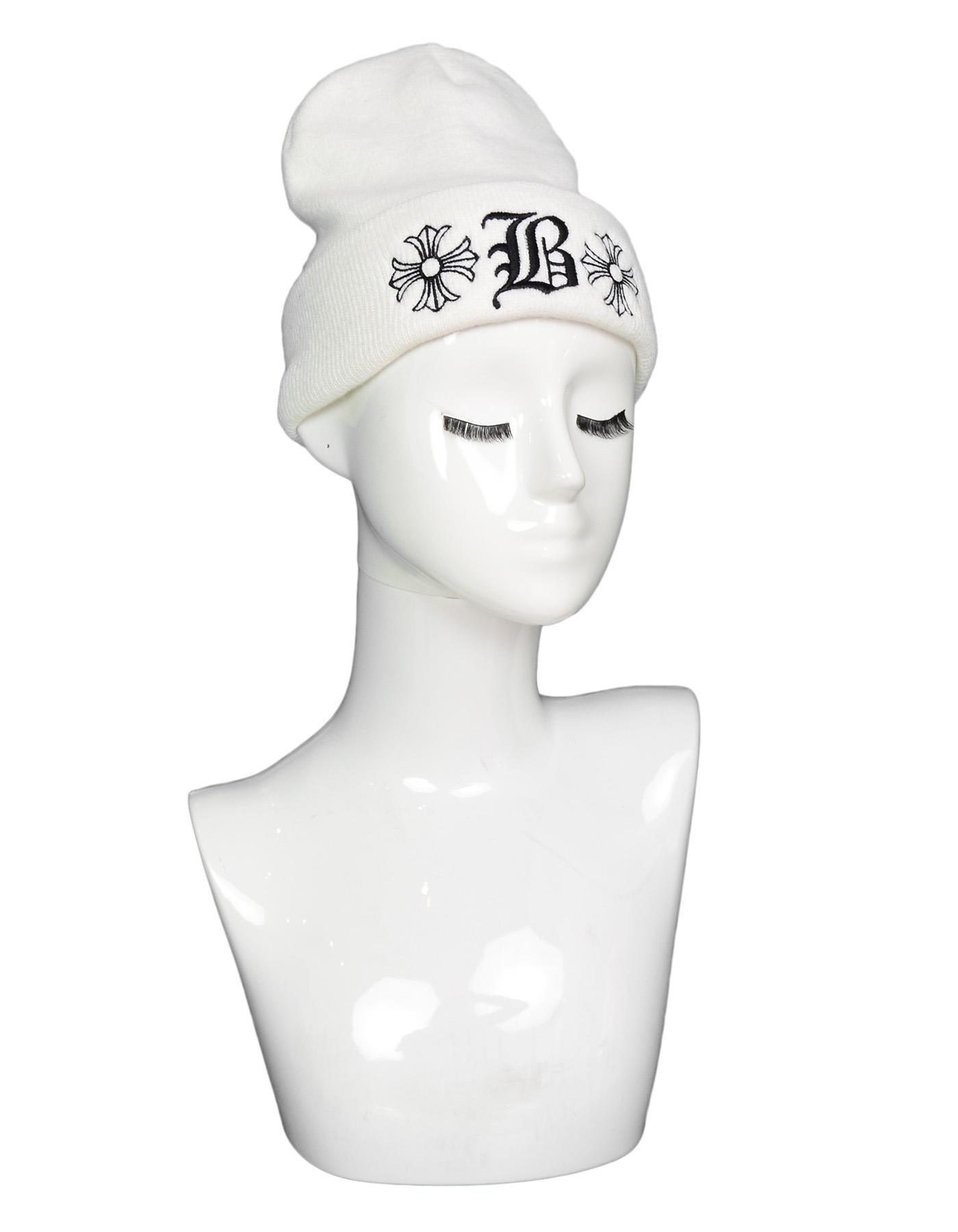 Chrome Hearts x Bella Hadid Limited Edition White Beanie
Features black embroidered old english 