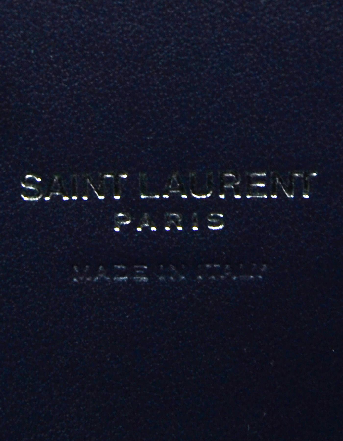Black Saint Laurent Midnight Blue Croc-Embossed Nano Sac De Jour Tote Crossbody Bag